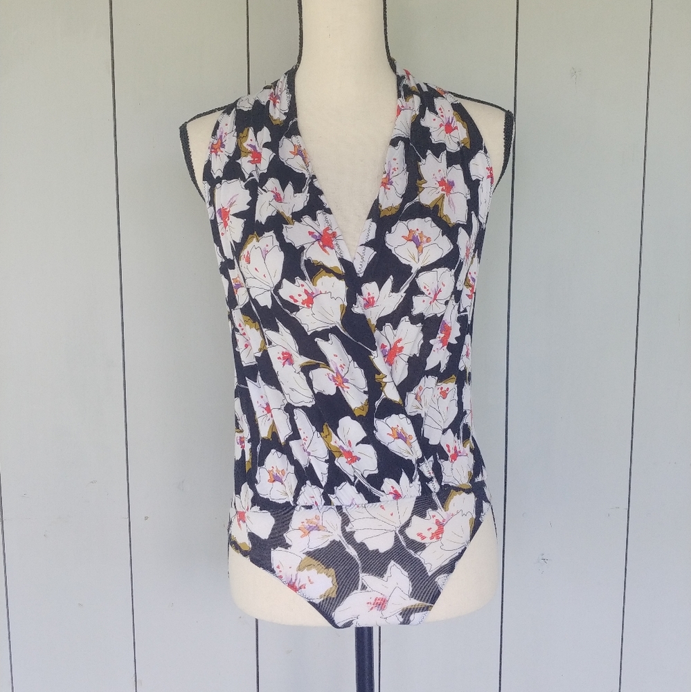 FREE PEOPLE | Sure Please Black Floral Bodysuit